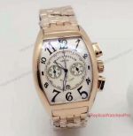 Copy Franck Muller Cintree Curvex Rose Gold Watch White Chronograph Dial